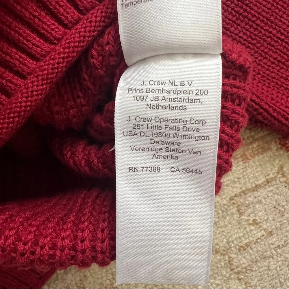 J Crew NWOT Womens Red Maroon Ribbed Cotton Button Collar Sweater Small - Picture 14 of 15